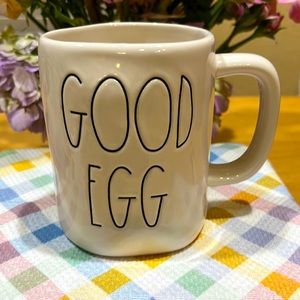 Rae Dunn,cream,”Good Egg””Bad Edd” coffee mug.